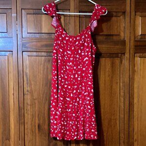 Mossimo Red Floral Button Front Ruffle Sundress